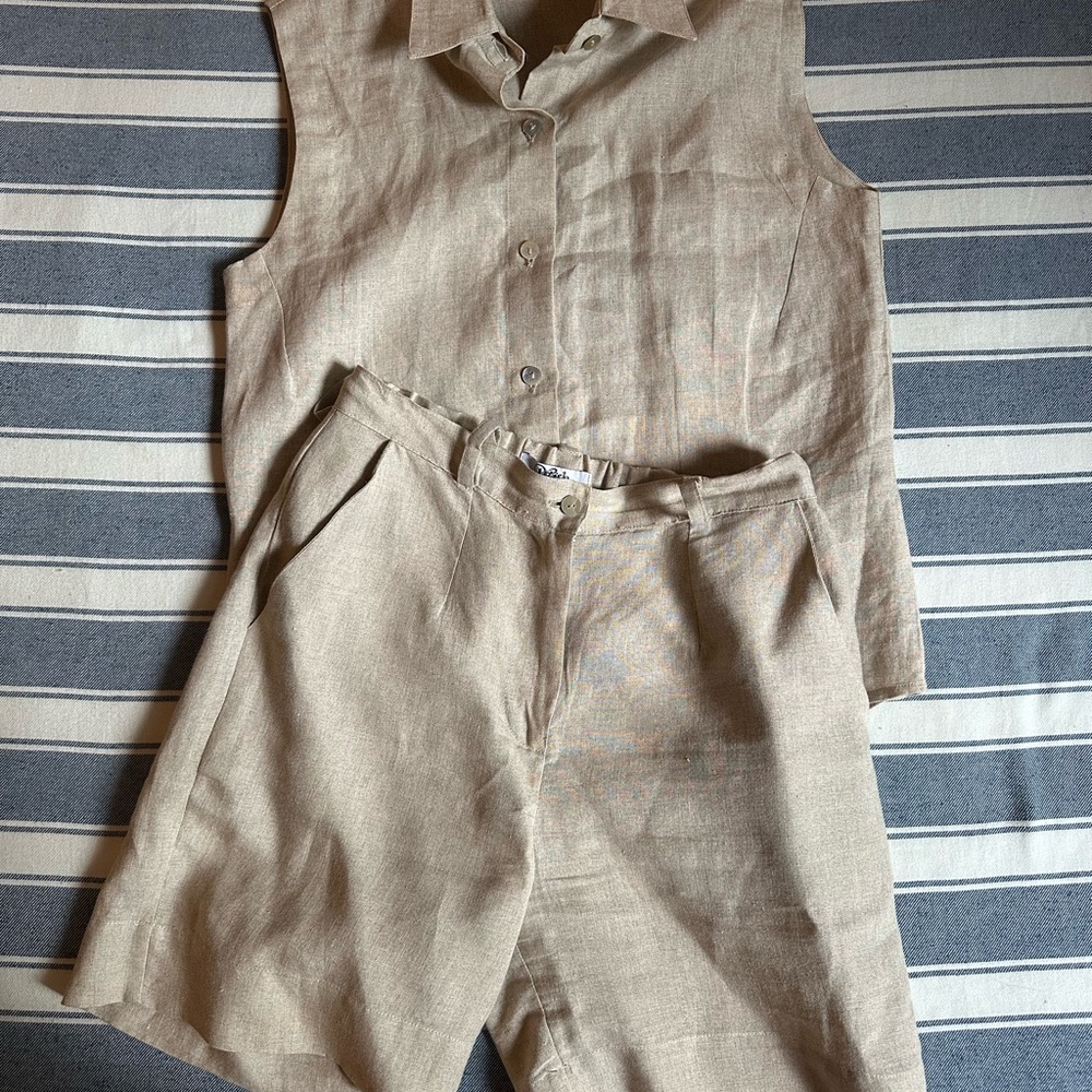 Handmade linen short/shirt set